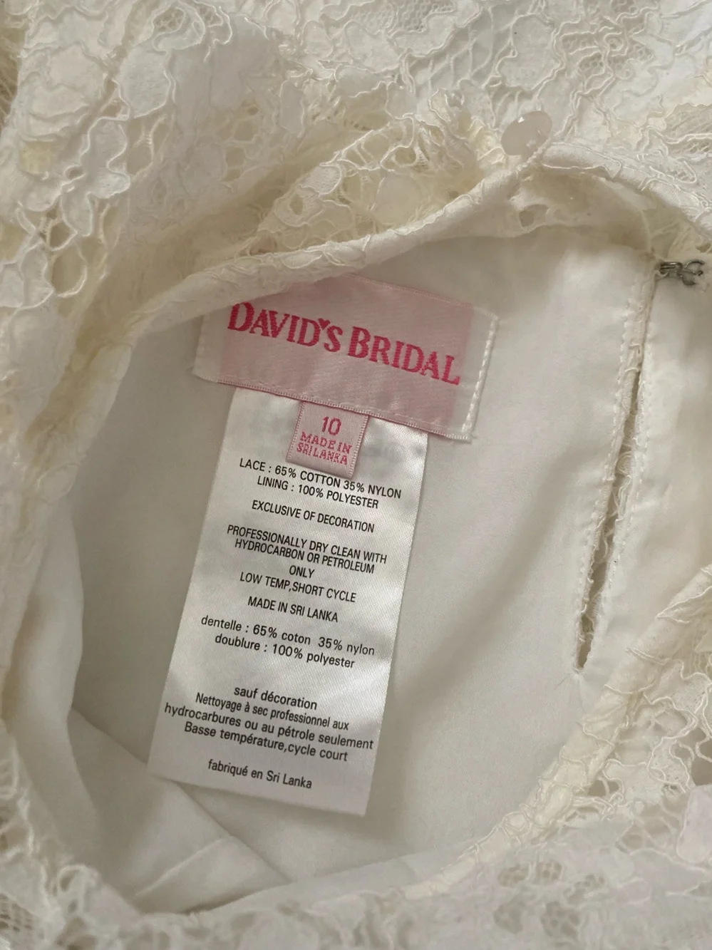 David's Bridal flower girl lace sheath dress, Sz 10. - Picture 7 of 10